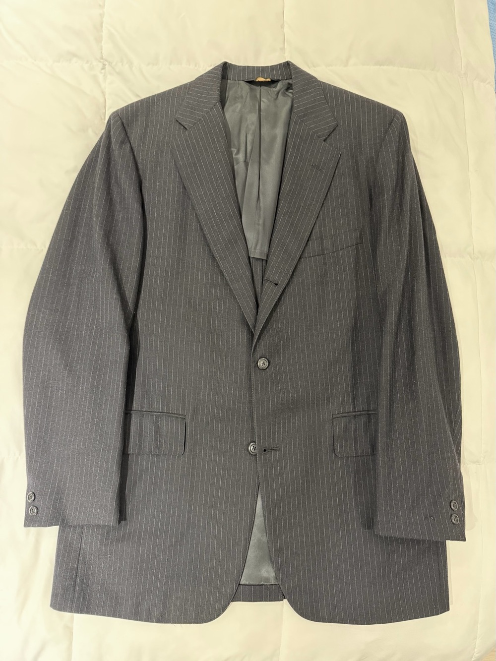 Vintage Chipp 3/2 Blue Pinstripe Flannel Suit 42L made in USA